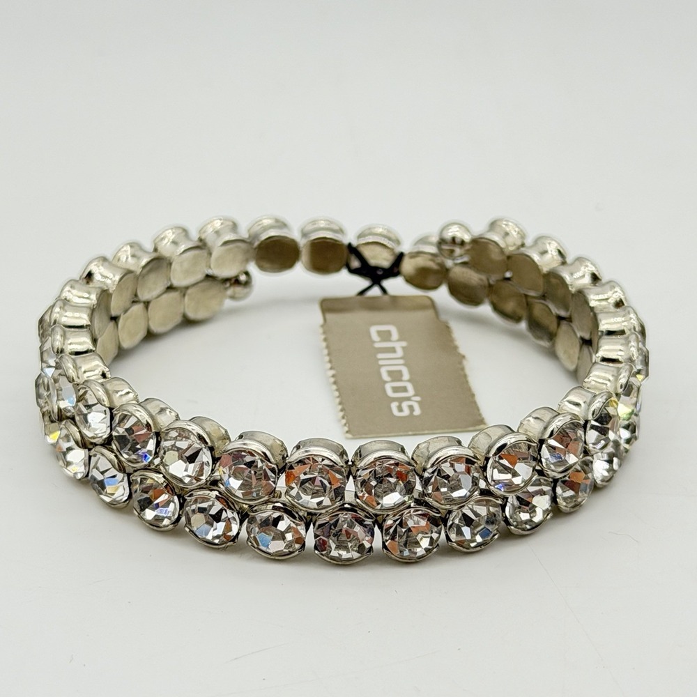 Chico's Pave Crystal Bracelet Memory Wire NOS